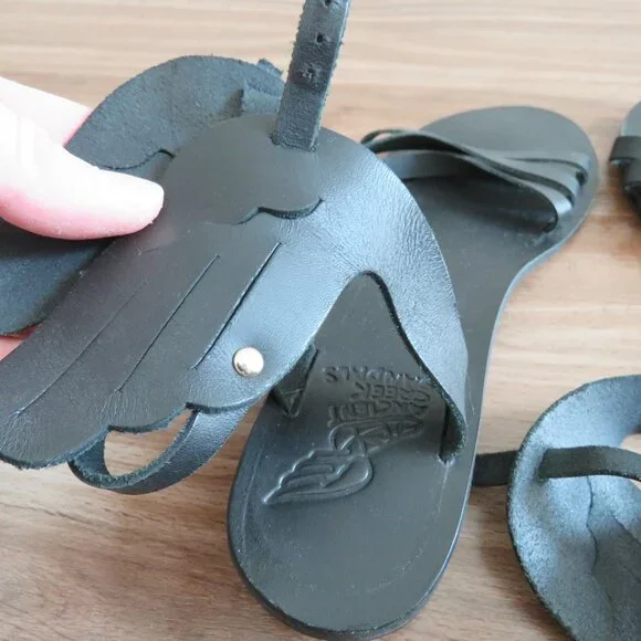 ANCIENT GREEK SANDALS Ikaria Wing Open Toe Sandals in Black Leather Size US 11 - Picture 10 of 13